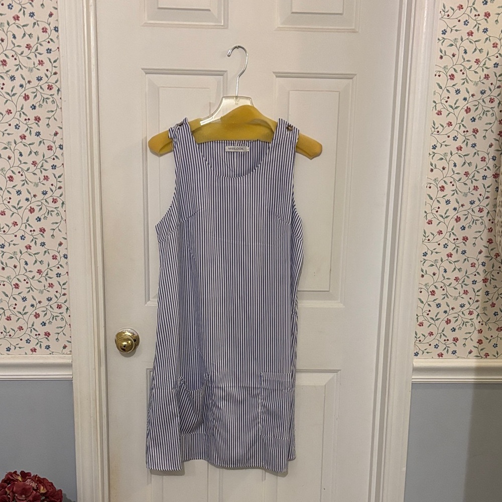 MISSLOOK Blue and White Striped Dress